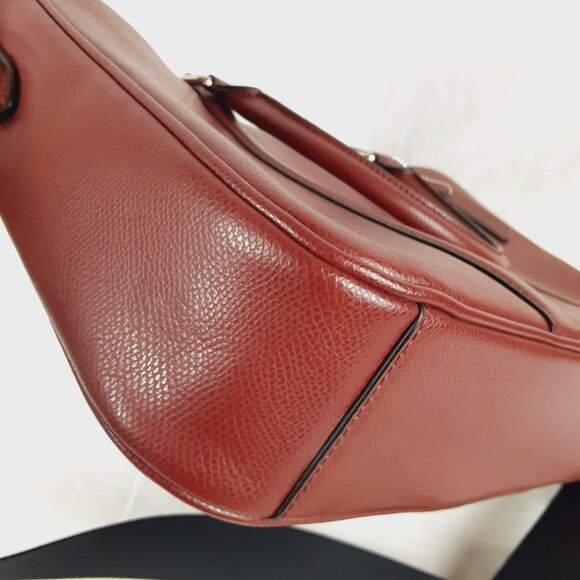 Coach #71681 Crossgrain Leather Briefcase Slim Brief Red Laptop Case Crossbody - Picture 3 of 16